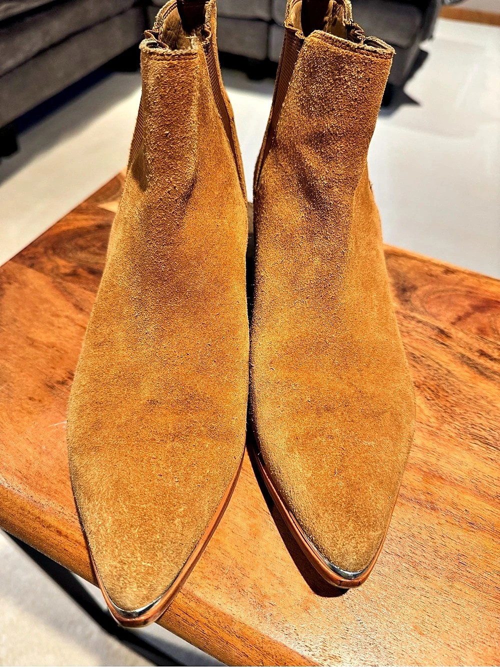 Marc Fisher Pointed Toe Suede Ankle Boots in Brown